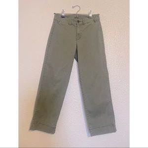 Wide Leg Army Green Ankle Pants